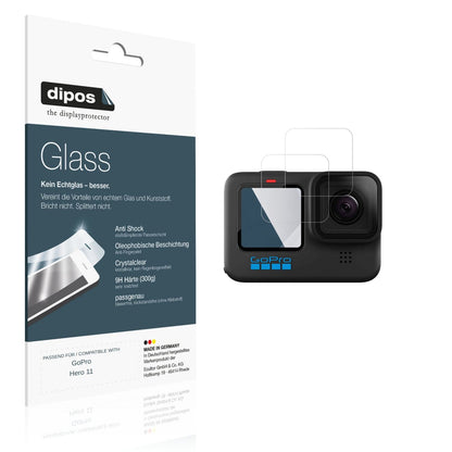 Klare Displayschutzfolie von dipos passend für GoPro Hero 11, 9H kratzfest und blasenfrei montiert