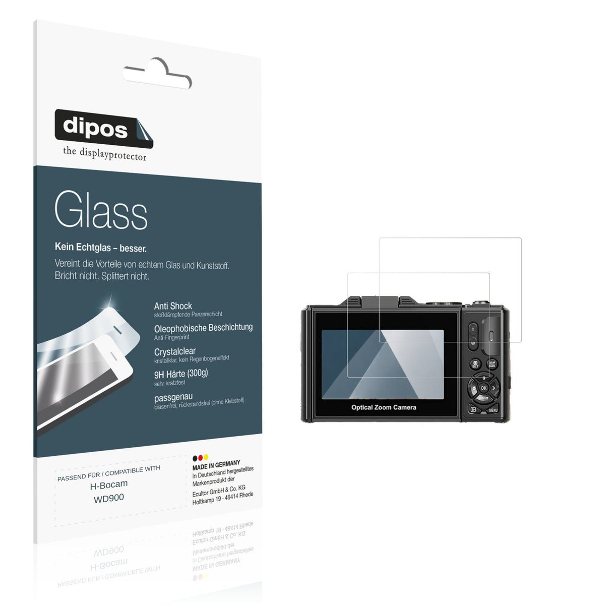 Klare Displayschutzfolie von dipos passend für H-Bocam WD900, 9H kratzfest und blasenfrei montiert