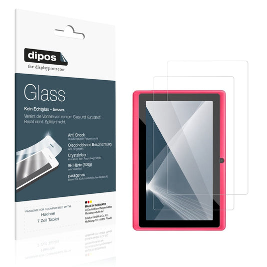Klare Displayschutzfolie von dipos passend für Haehne 7 Zoll Tablet, 9H kratzfest und blasenfrei montiert