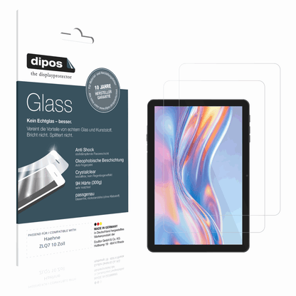 Klare Displayschutzfolie von dipos passend für Haehne ZLQ7 10 Zoll, 9H kratzfest und blasenfrei montiert