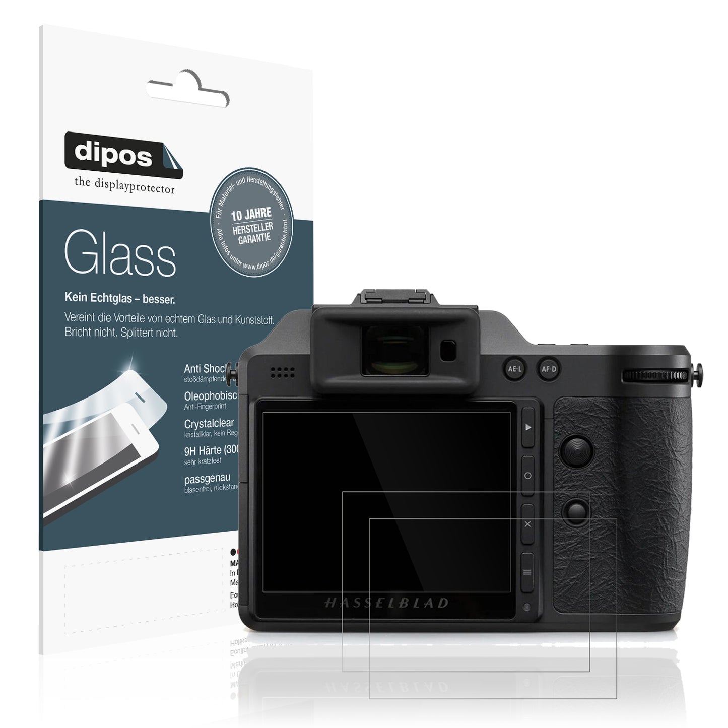 Klare Displayschutzfolie von dipos passend für Hasselblad X2D II, 9H kratzfest und blasenfrei montiert