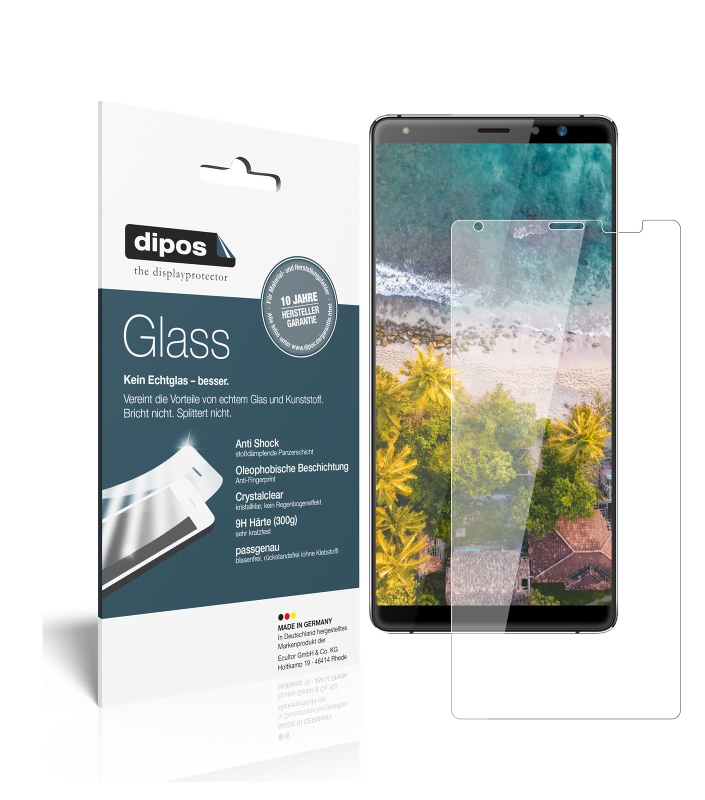 Klare Displayschutzfolie von dipos passend für Highscreen Power Five Max 2, 9H kratzfest und blasenfrei montiert