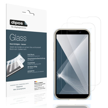 Klare Displayschutzfolie von dipos passend für Hipipooo Mini Smartphone, 9H kratzfest und blasenfrei montiert