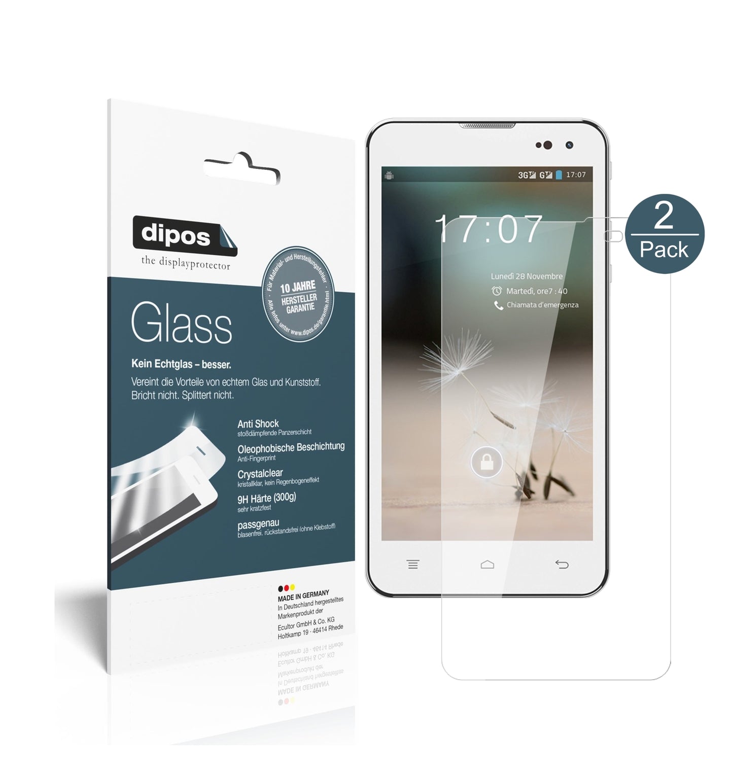 Klare Displayschutzfolie von dipos passend für Hisense HS-U971AE, 9H kratzfest und blasenfrei montiert
