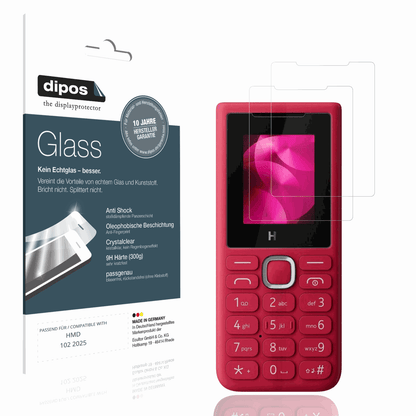 Klare Displayschutzfolie von dipos passend für HMD 102 2025, 9H kratzfest und blasenfrei montiert