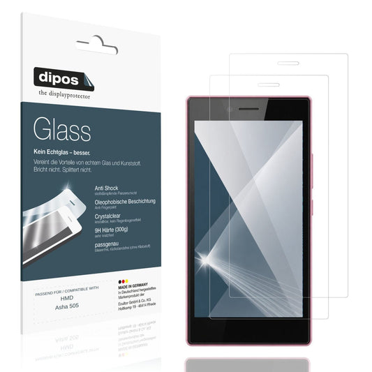 Klare Displayschutzfolie von dipos passend für HMD Asha 505, 9H kratzfest und blasenfrei montiert