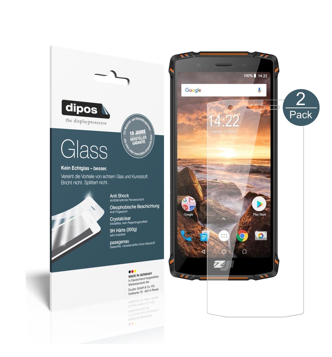 Klare Displayschutzfolie von dipos passend für HomTom ZOJI Z9, 9H kratzfest und blasenfrei montiert