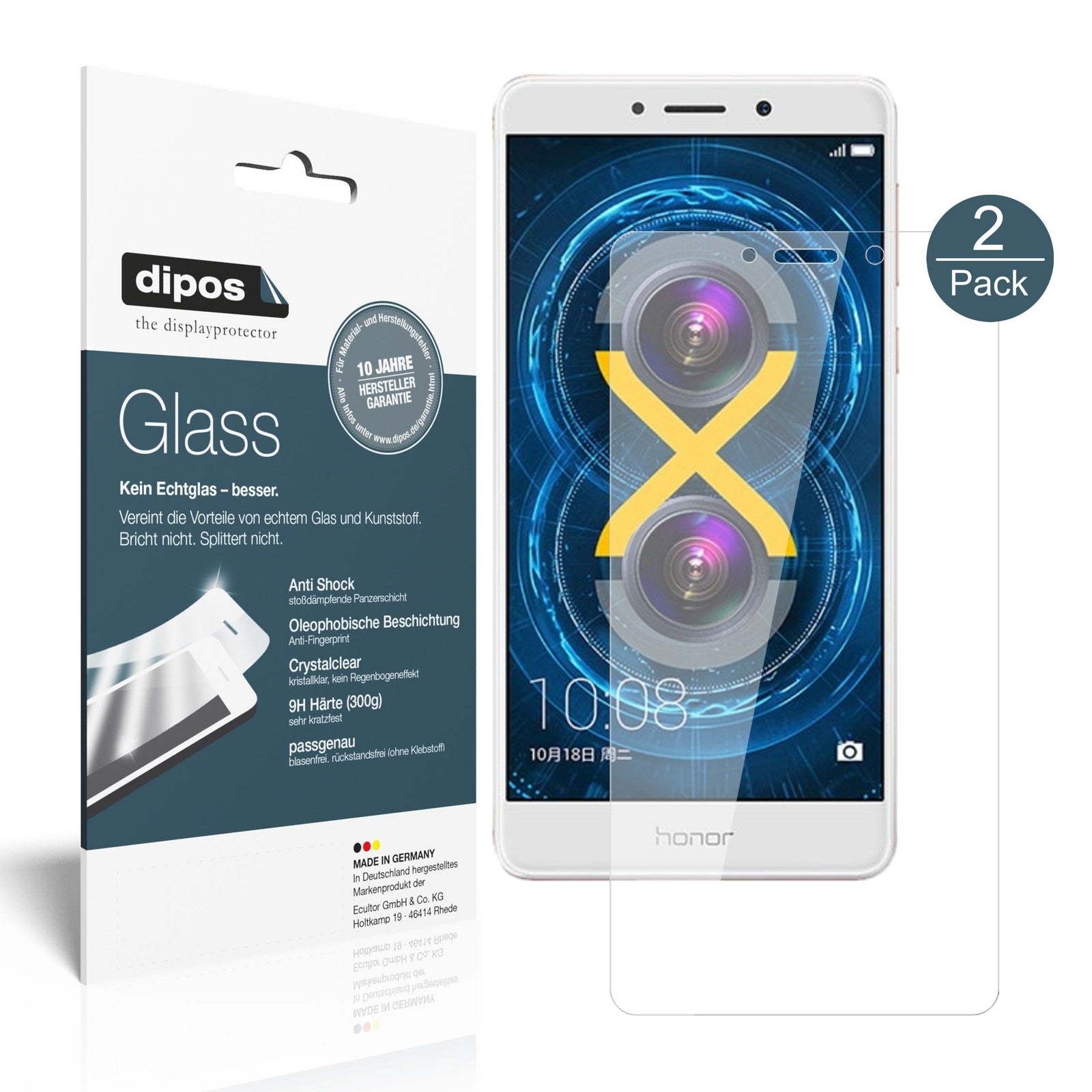 Klare Displayschutzfolie von dipos passend für Honor 6X, 9H kratzfest und blasenfrei montiert