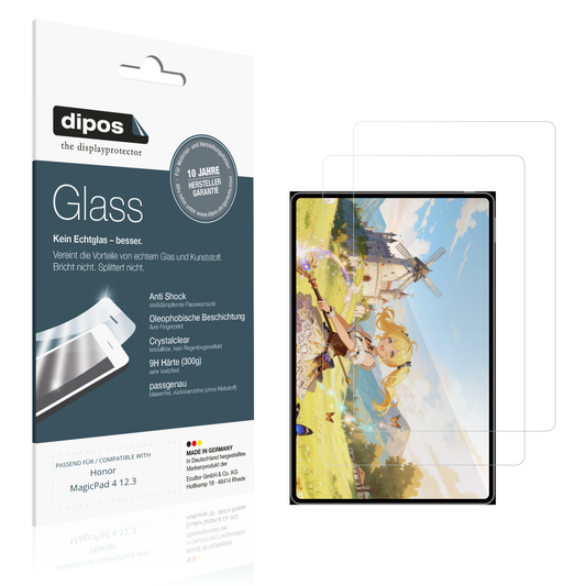 Klare Displayschutzfolie von dipos passend für Honor MagicPad 4 12.3, 9H kratzfest und blasenfrei montiert