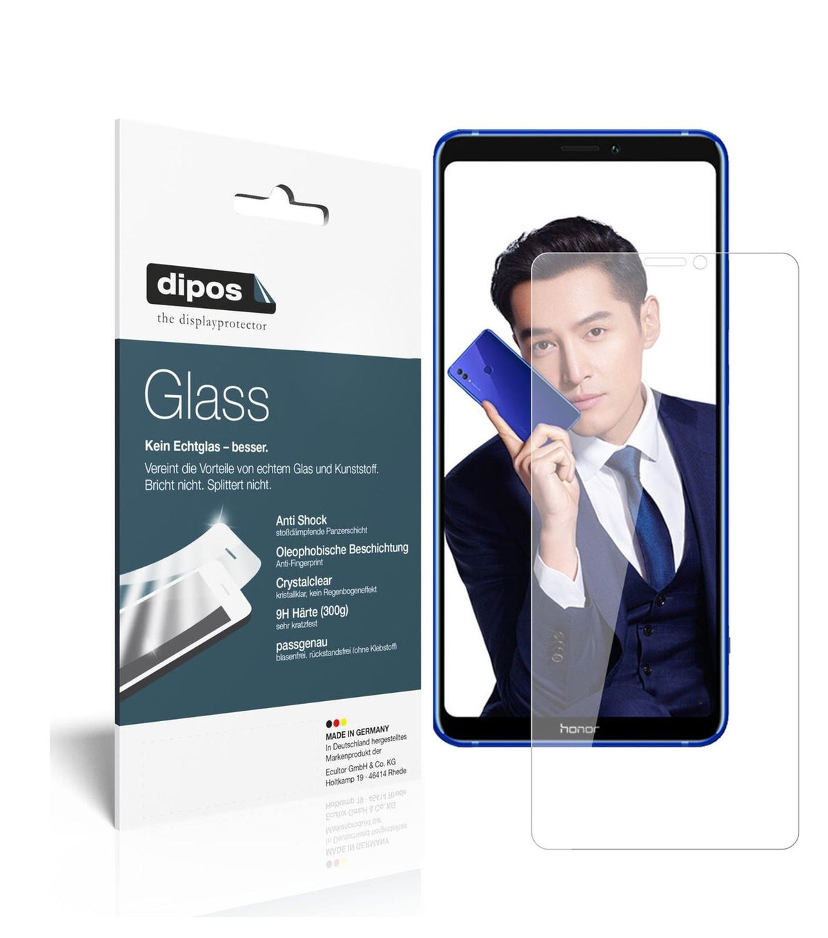 Klare Displayschutzfolie von dipos passend für Honor Note 10, 9H kratzfest und blasenfrei montiert