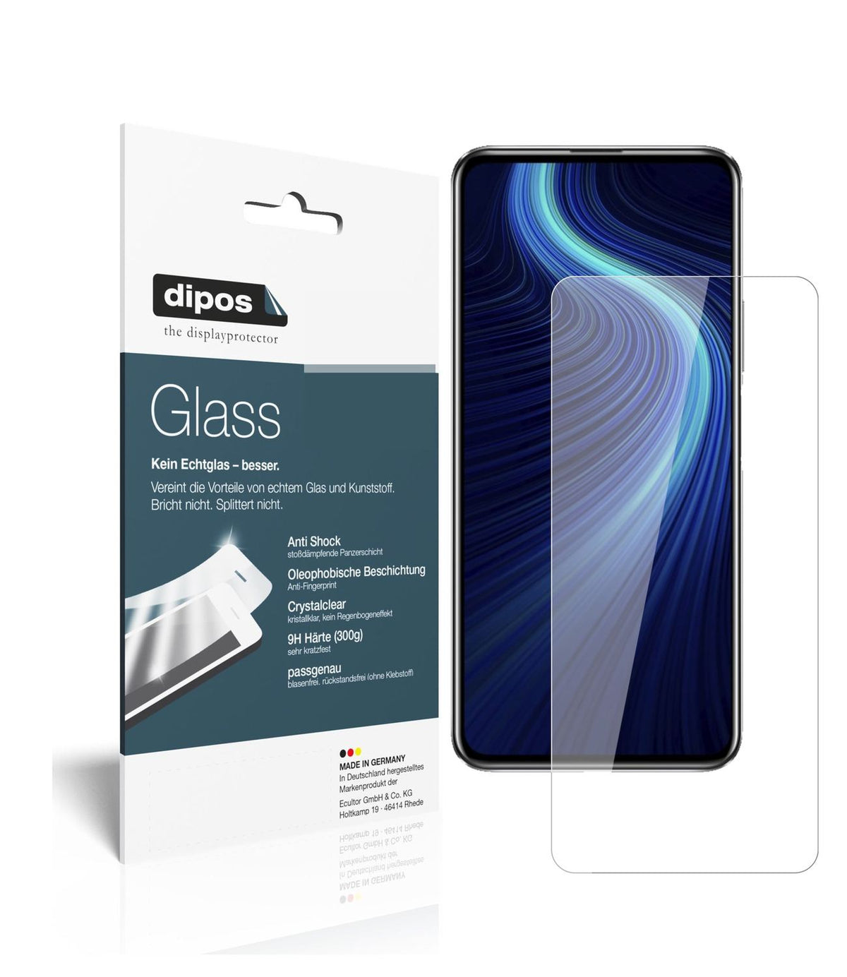 Klare Displayschutzfolie von dipos passend für Honor X10 5G, 9H kratzfest und blasenfrei montiert