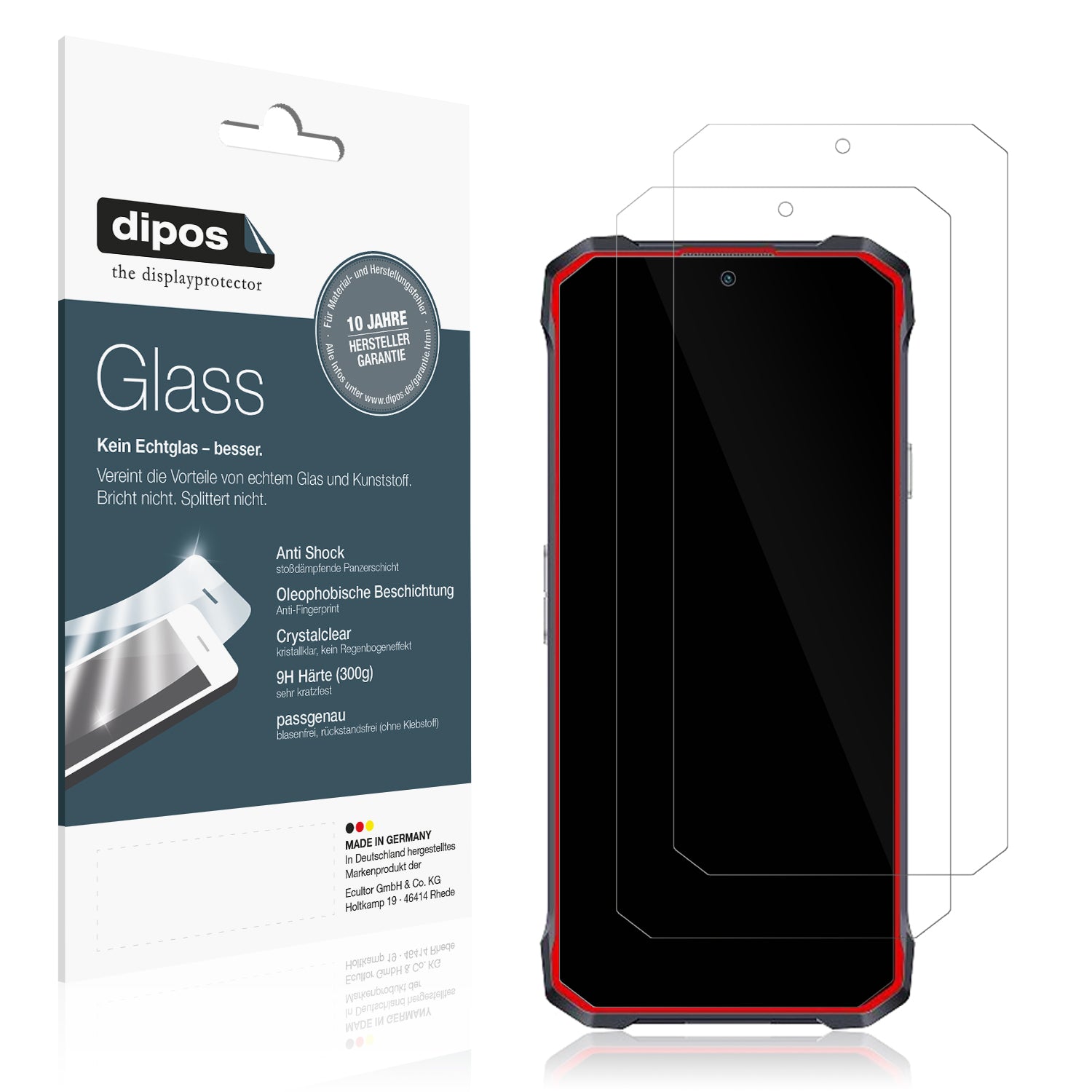 Klare Displayschutzfolie von dipos passend für Hotwav T7, 9H kratzfest und blasenfrei montiert