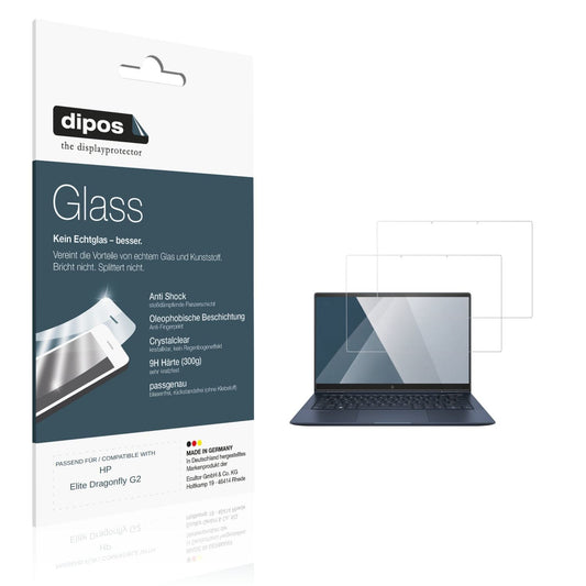 Klare Displayschutzfolie von dipos passend für HP Elite Dragonfly G2, 9H kratzfest und blasenfrei montiert