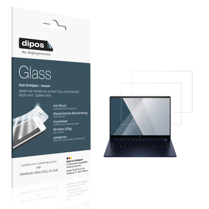 Klare Displayschutzfolie von dipos passend für HP EliteBook Ultra G1q 14 Zoll, 9H kratzfest und blasenfrei montiert