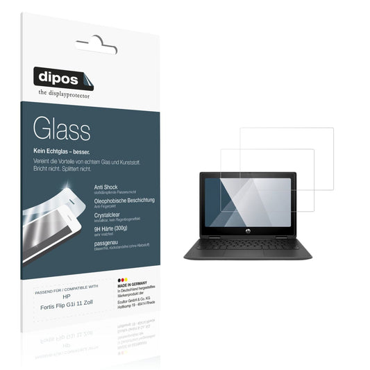 Klare Displayschutzfolie von dipos passend für HP Fortis Flip G1i 11 Zoll, 9H kratzfest und blasenfrei montiert