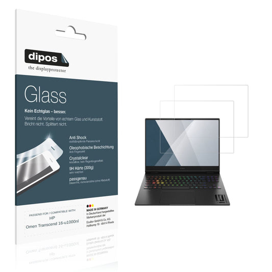 Klare Displayschutzfolie von dipos passend für HP Omen Transcend 16-u1000nl, 9H kratzfest und blasenfrei montiert