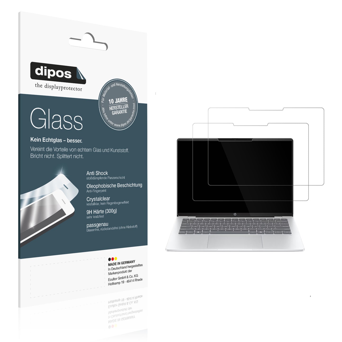 Klare Displayschutzfolie von dipos passend für HP OmniBook 5 14 Zoll, 9H kratzfest und blasenfrei montiert
