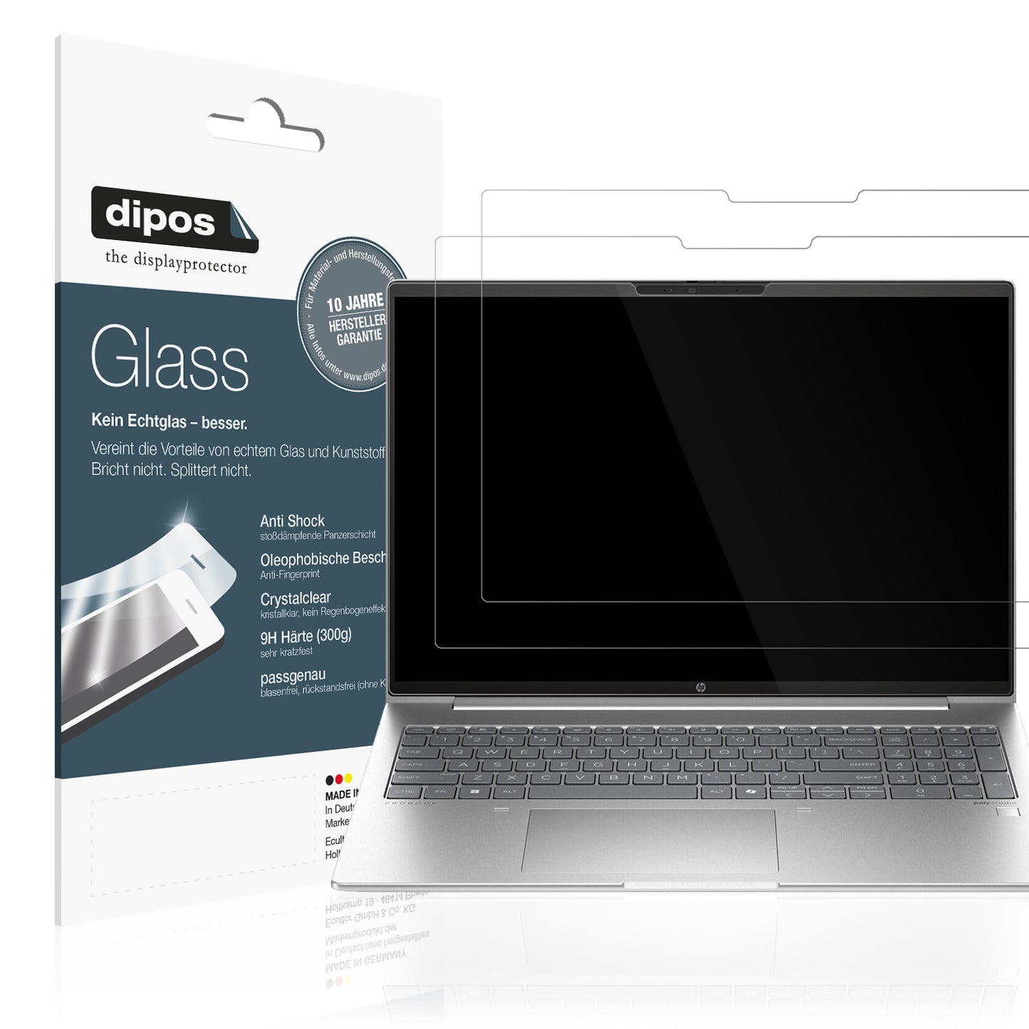 Klare Displayschutzfolie von dipos passend für HP ProBook 460 G11 16 Zoll, 9H kratzfest und blasenfrei montiert