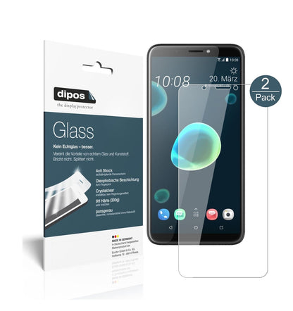 Klare Displayschutzfolie von dipos passend für HTC Desire 12, 9H kratzfest und blasenfrei montiert