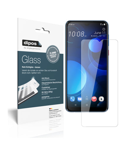 Klare Displayschutzfolie von dipos passend für HTC Desire 19 Plus, 9H kratzfest und blasenfrei montiert