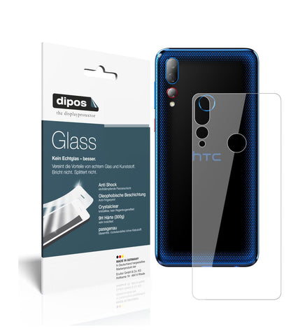Klare Displayschutzfolie von dipos passend für HTC Desire 19 Plus Rückseite, 9H kratzfest und blasenfrei montiert