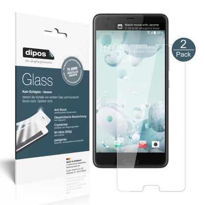 Klare Displayschutzfolie von dipos passend für HTC U Ultra, 9H kratzfest und blasenfrei montiert