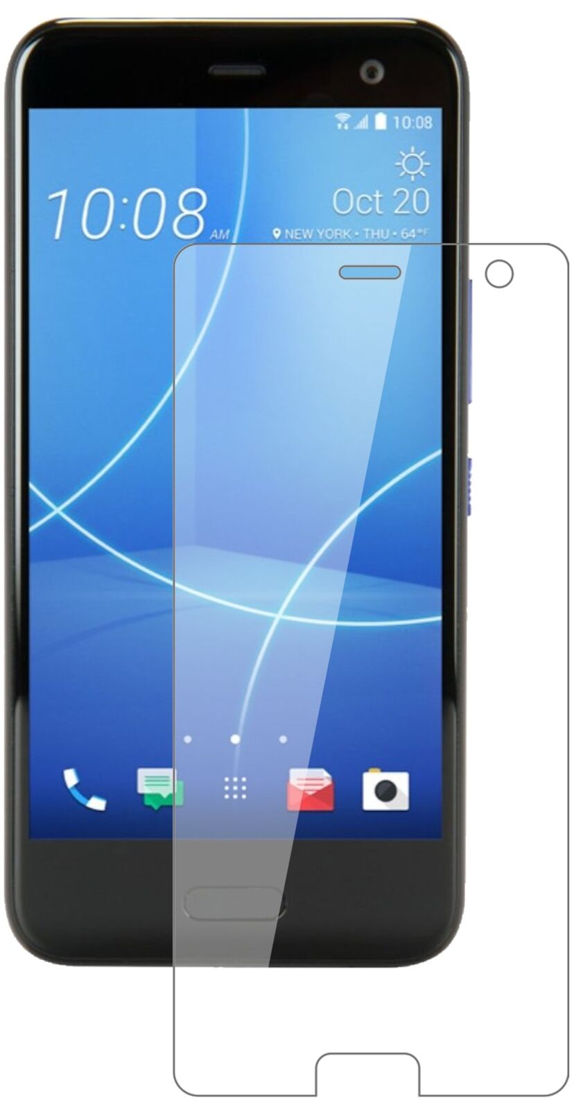 Klare Displayschutzfolie von dipos passend für HTC U11 Life, 9H kratzfest und blasenfrei montiert