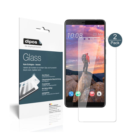 Klare Displayschutzfolie von dipos passend für HTC U12 Plus, 9H kratzfest und blasenfrei montiert