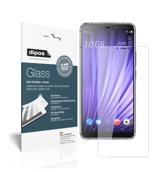 Klare Displayschutzfolie von dipos passend für HTC U19e, 9H kratzfest und blasenfrei montiert