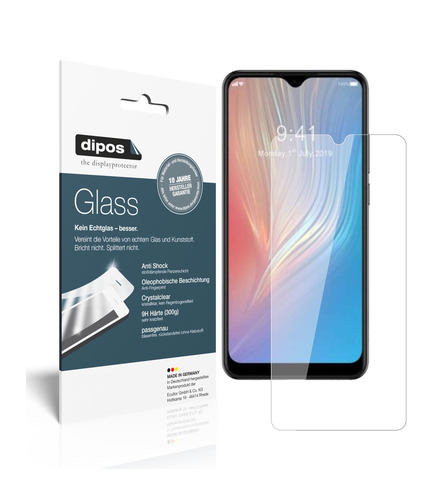 Klare Displayschutzfolie von dipos passend für HTC Wildfire X, 9H kratzfest und blasenfrei montiert