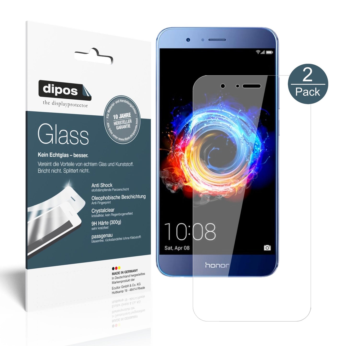 Klare Displayschutzfolie von dipos passend für Huawei Honor 8 Pro, 9H kratzfest und blasenfrei montiert