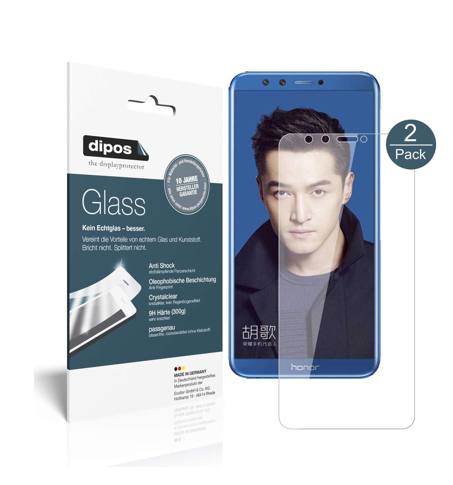 Klare Displayschutzfolie von dipos passend für Huawei Honor 9 Lite, 9H kratzfest und blasenfrei montiert