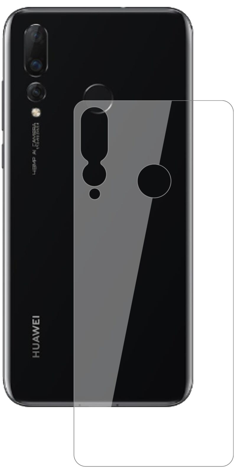 Klare Displayschutzfolie von dipos passend für Huawei Nova 4 Rückseite, 9H kratzfest und blasenfrei montiert