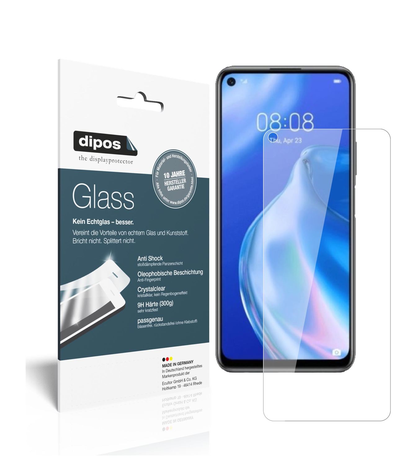 Klare Displayschutzfolie von dipos passend für Huawei nova 7 SE, 9H kratzfest und blasenfrei montiert