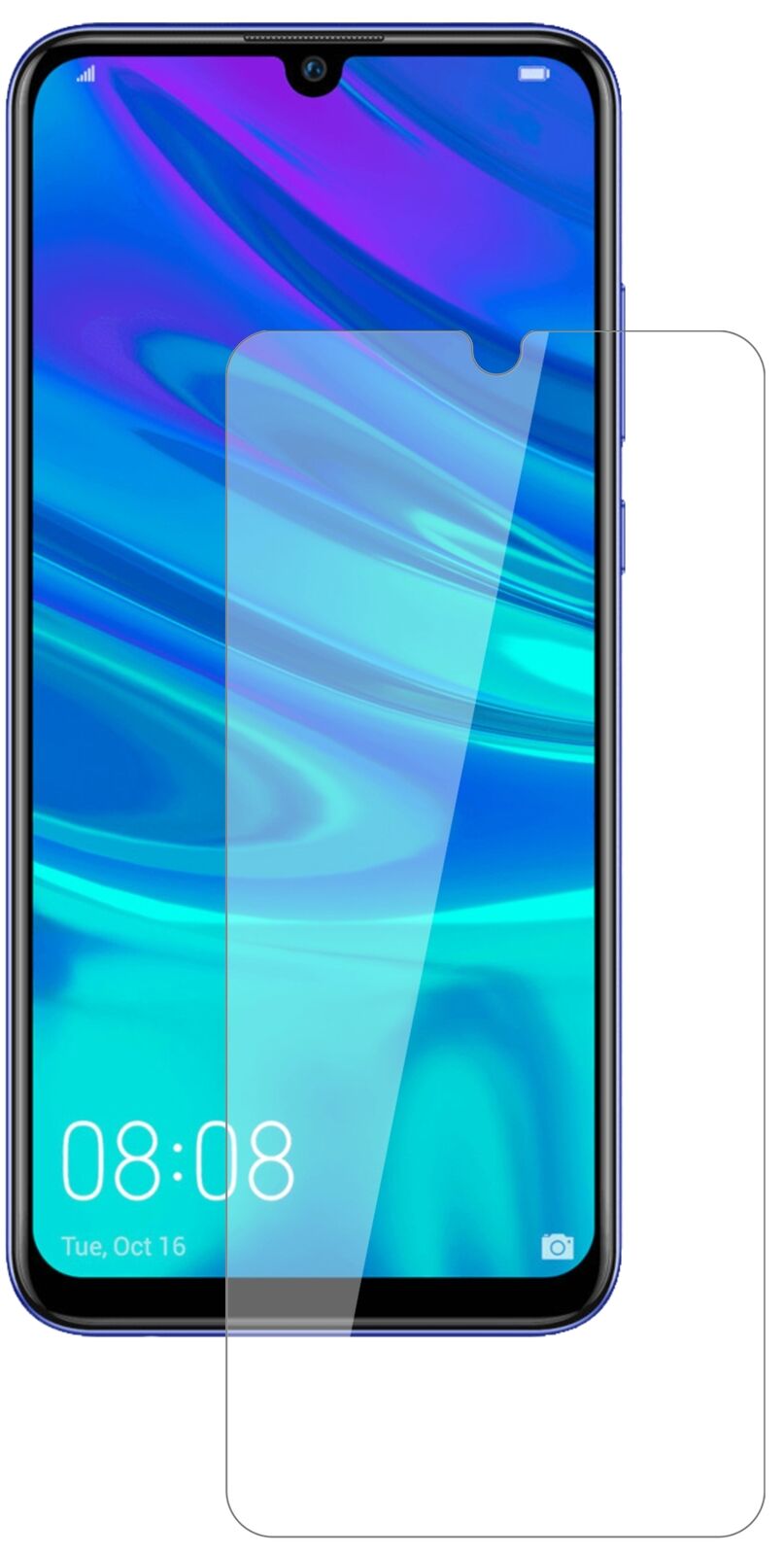 Klare Displayschutzfolie von dipos passend für Huawei P Smart Plus (2019), 9H kratzfest und blasenfrei montiert