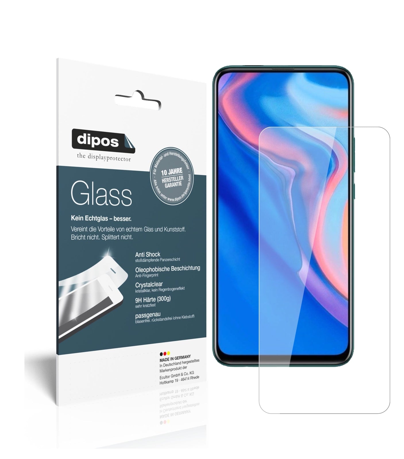 Klare Displayschutzfolie von dipos passend für Huawei P Smart Z (2019), 9H kratzfest und blasenfrei montiert