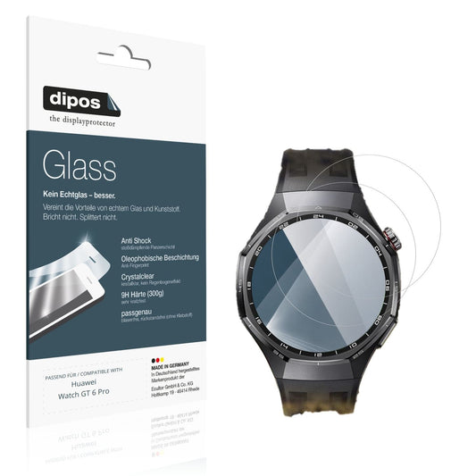 Klare Displayschutzfolie von dipos passend für Huawei Watch GT 6 Pro, 9H kratzfest und blasenfrei montiert