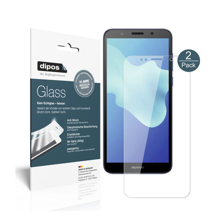 Klare Displayschutzfolie von dipos passend für Huawei Y5 2018, 9H kratzfest und blasenfrei montiert