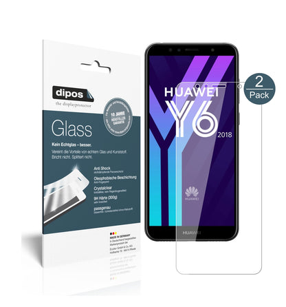 Klare Displayschutzfolie von dipos passend für Huawei Y6 (2018), 9H kratzfest und blasenfrei montiert