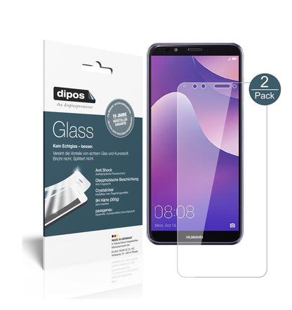 Klare Displayschutzfolie von dipos passend für Huawei Y7 (2018), 9H kratzfest und blasenfrei montiert