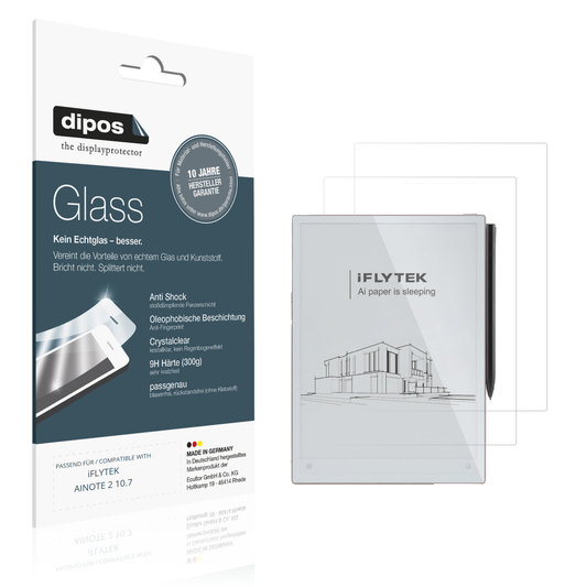 Klare Displayschutzfolie von dipos passend für iFLYTEK AINOTE 2 10.7, 9H kratzfest und blasenfrei montiert