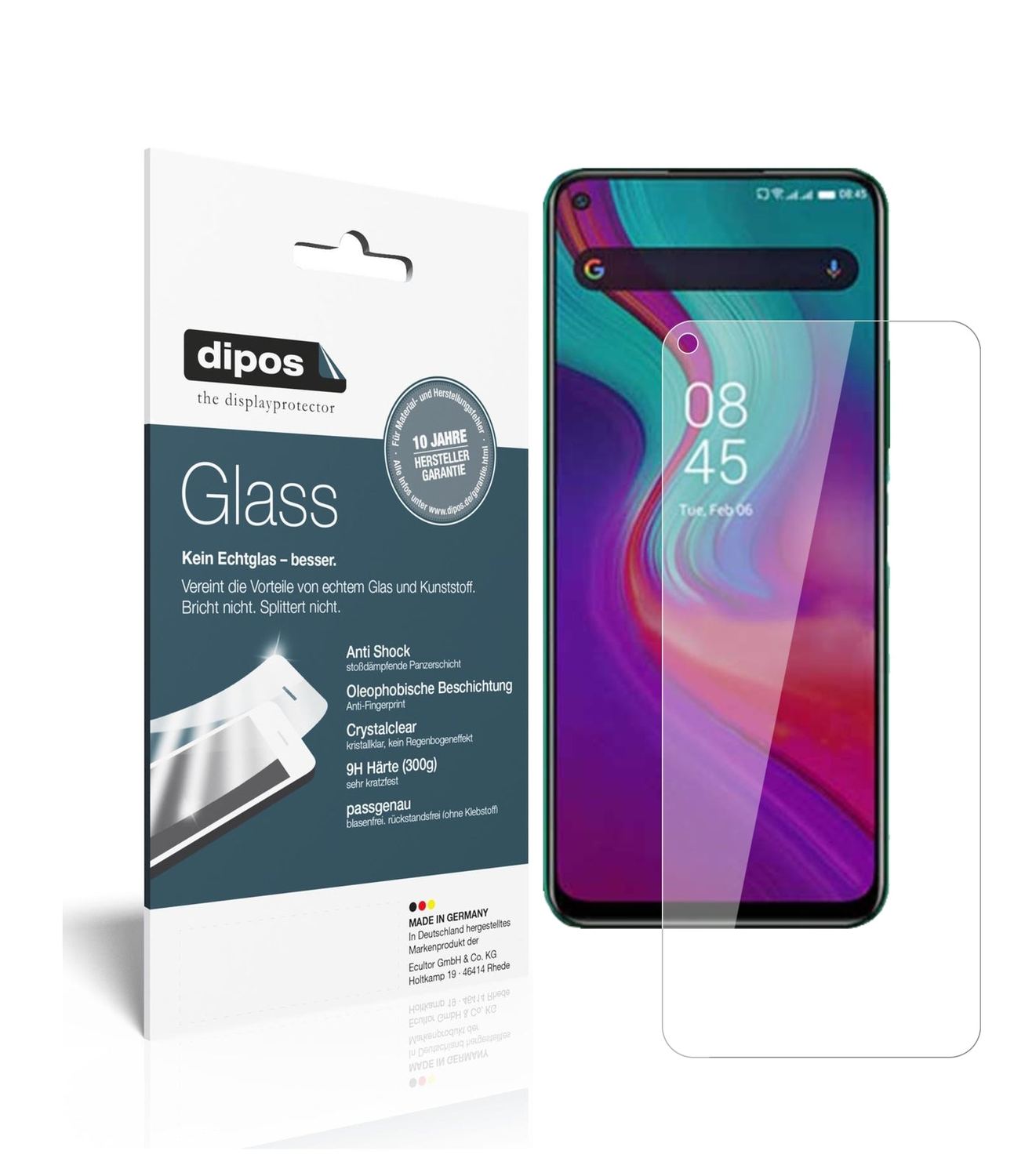 Klare Displayschutzfolie von dipos passend für Infinix Note 7, 9H kratzfest und blasenfrei montiert