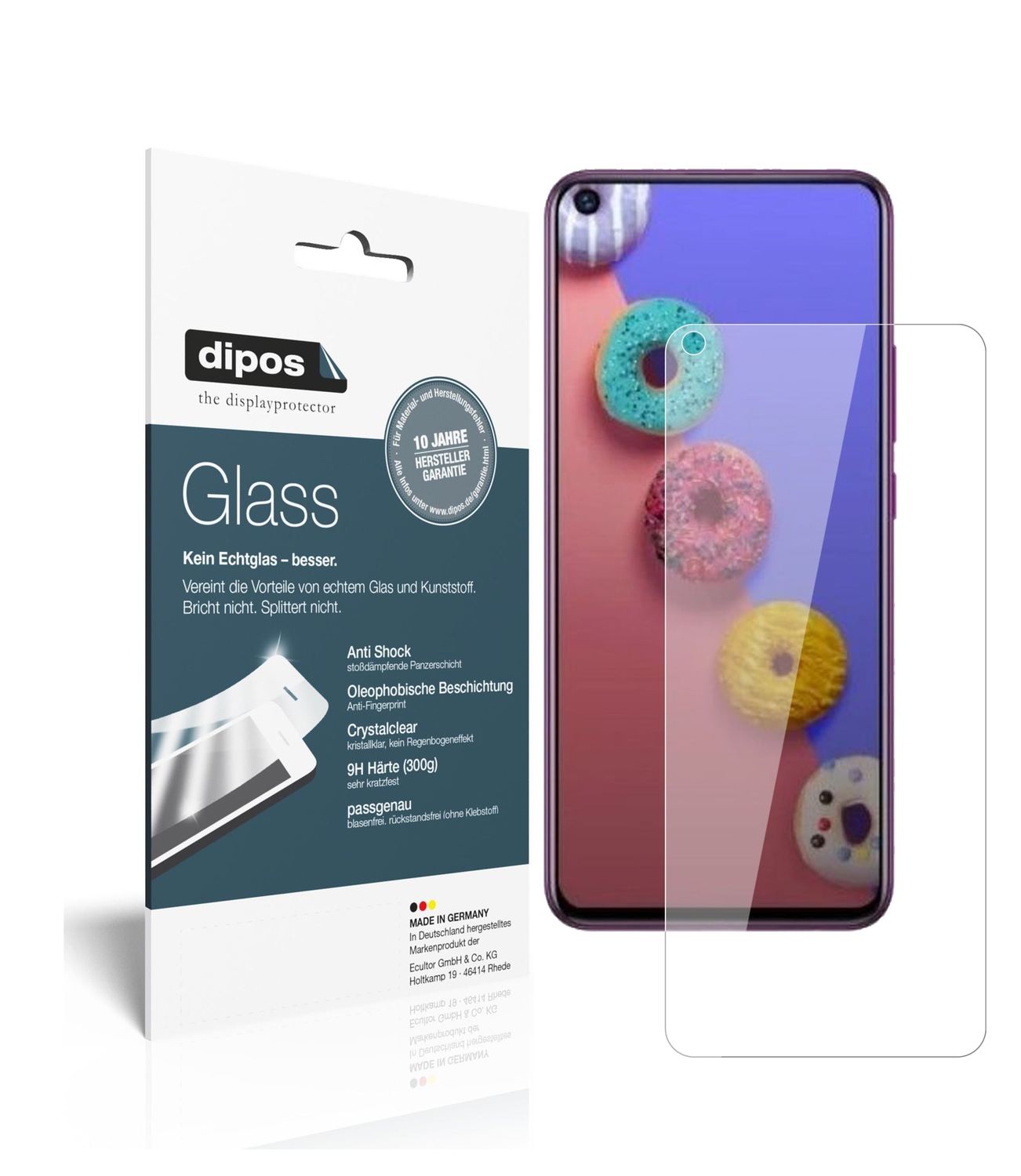 Klare Displayschutzfolie von dipos passend für Infinix S5 Lite, 9H kratzfest und blasenfrei montiert