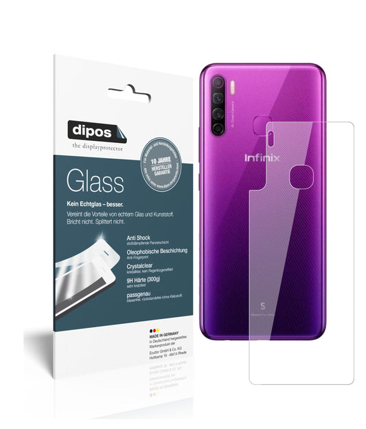 Klare Displayschutzfolie von dipos passend für Infinix S5 Lite Rückseite, 9H kratzfest und blasenfrei montiert
