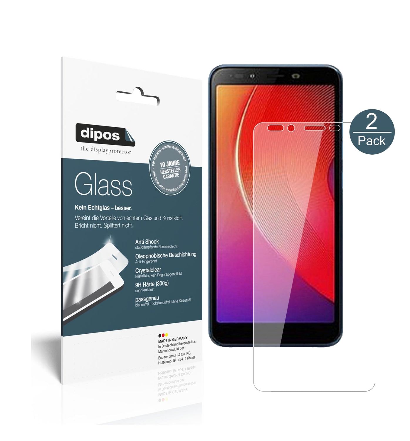Klare Displayschutzfolie von dipos passend für Infinix Smart 2 Pro, 9H kratzfest und blasenfrei montiert