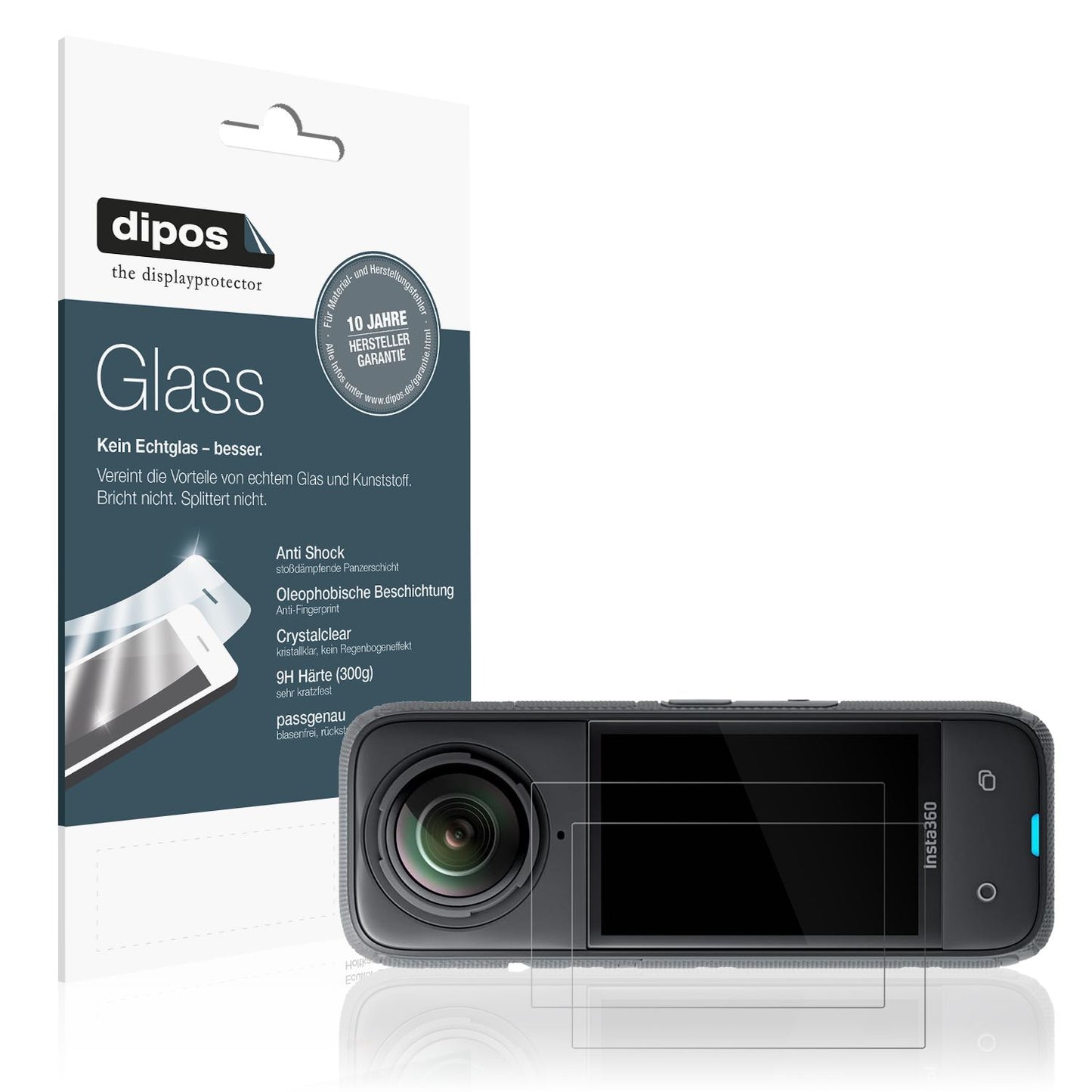 Klare Displayschutzfolie von dipos passend für Insta 360 X4, 9H kratzfest und blasenfrei montiert