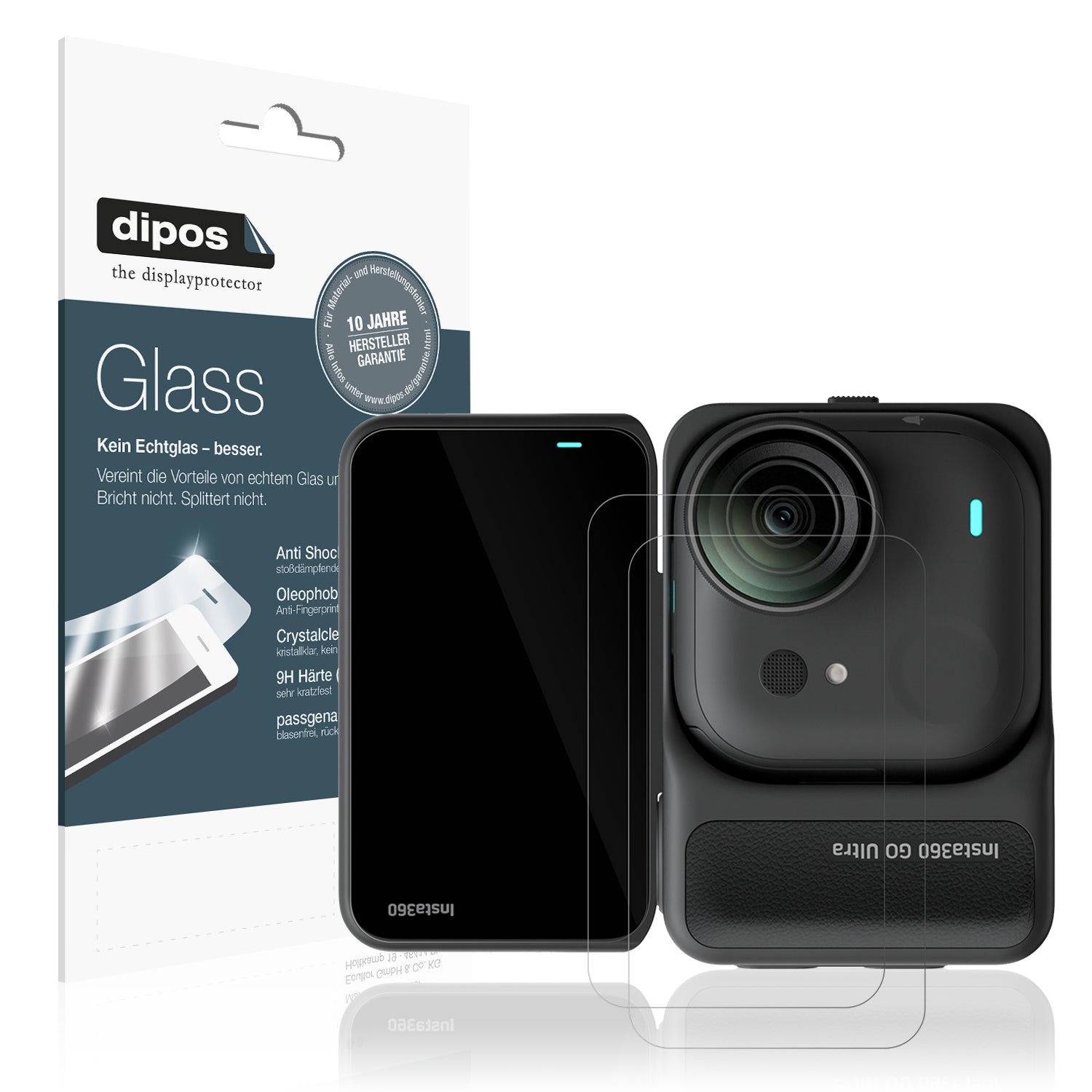 Klare Displayschutzfolie von dipos passend für Insta360 Go Ultra, 9H kratzfest und blasenfrei montiert