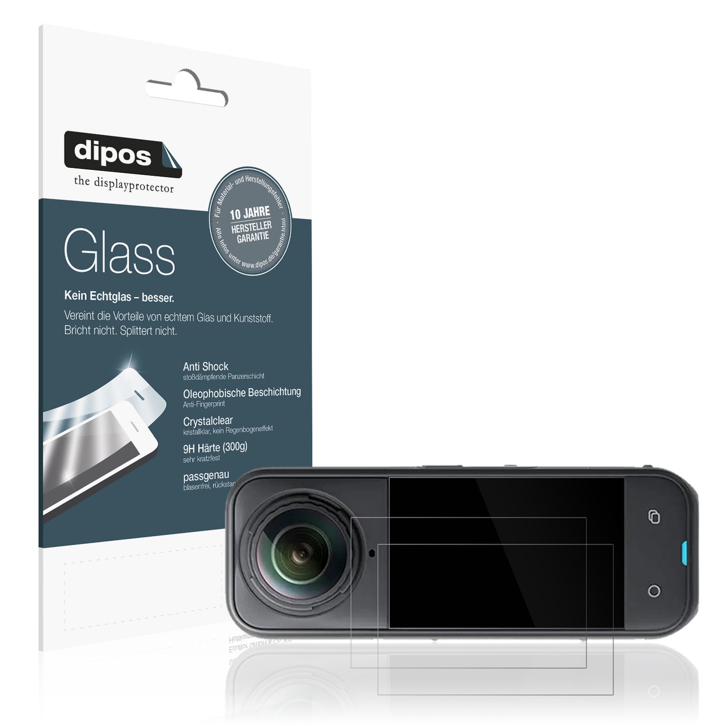 Klare Displayschutzfolie von dipos passend für Insta360 X5, 9H kratzfest und blasenfrei montiert