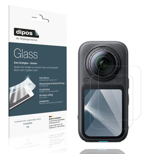 Klare Displayschutzfolie von dipos passend für Insta360 X6, 9H kratzfest und blasenfrei montiert