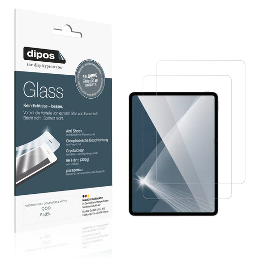 Klare Displayschutzfolie von dipos passend für iQOO Pad5c, 9H kratzfest und blasenfrei montiert
